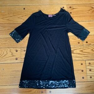 Juicy Couture Tunic Top Sequins Hem Cuff Dress Black Women's Medium